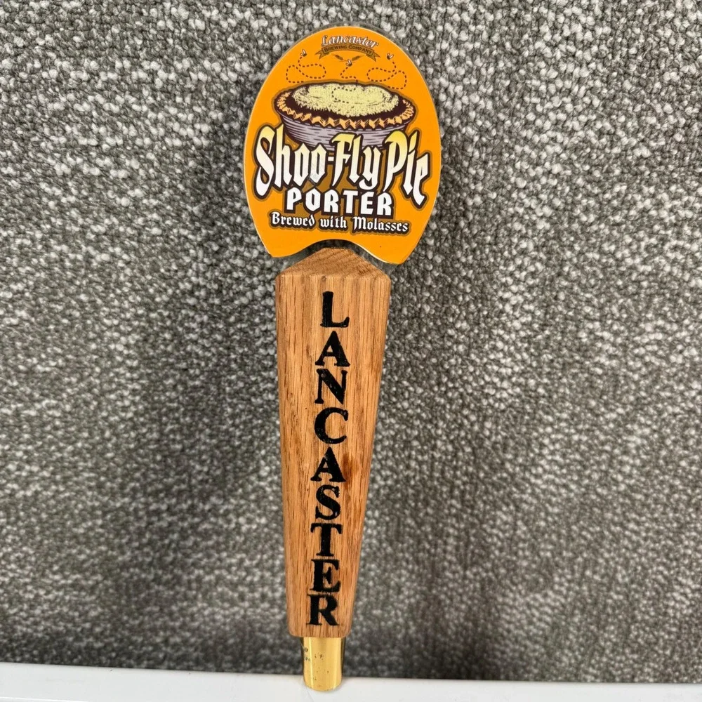 Lancaster Brewing Shoo Fly Pie Porter Beer Tap Handle Wood Oak Orange Barware
